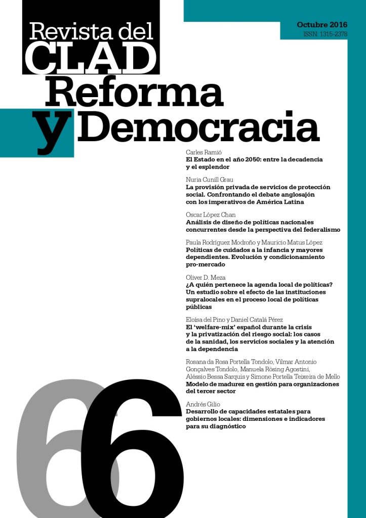 Portada de la Revista del CLAD Reforma y Democracia, número 66.