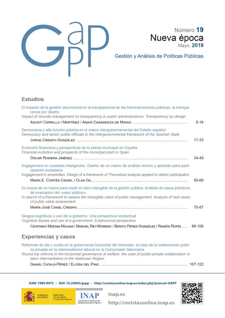 Portada de Gestión y Análisis de Políticas Públicas, número 19.
